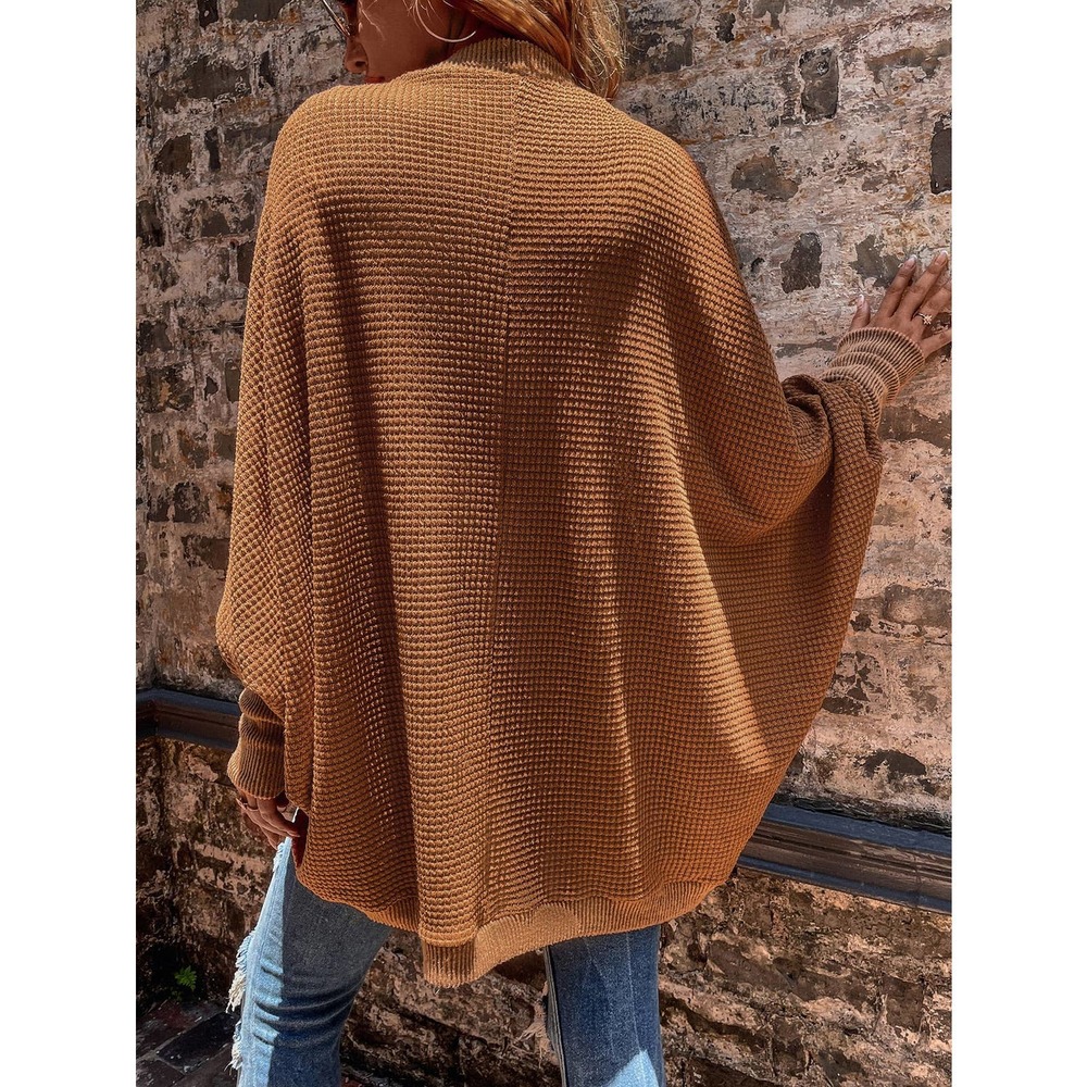 Batwing Sleeve Open Front Coat knit sweater cardigan rust brown - Picture 5 of 5